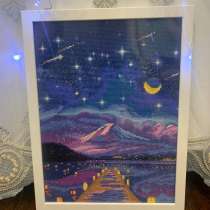 Алмазная картина &laquo;Лунная ночь&raquo;, готовая с рамкой ✨, в Путилково