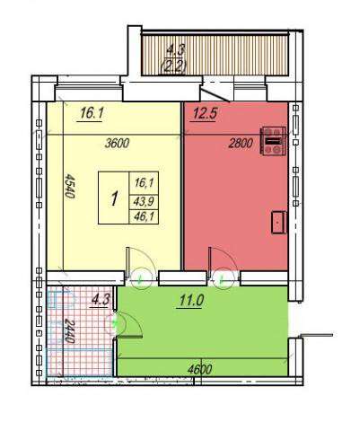 Продам однокомнатную квартиру в Череповце. Жилая площадь 46,10 кв.м. Дом кирпичный. Есть балкон.