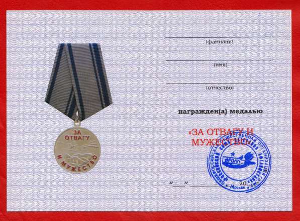 Россия медаль За отвагу и мужество документ в Орле