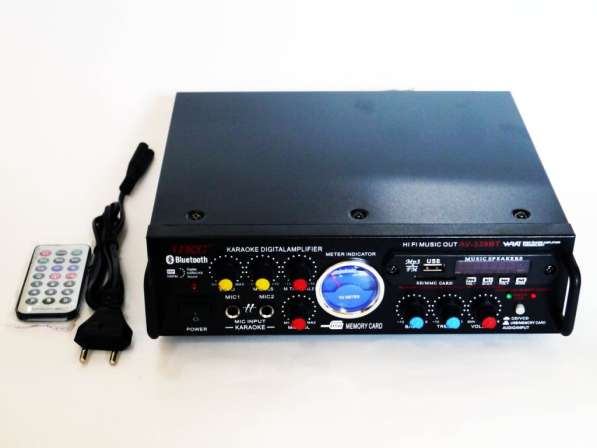 Усилитель звука UKC AV-339BT + USB + КАРАОКЕ 2 микрофона в фото 4