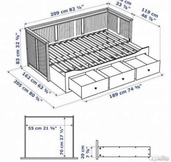 Икея - раздвижная Кровать Кушнетка /hemnes в Казани