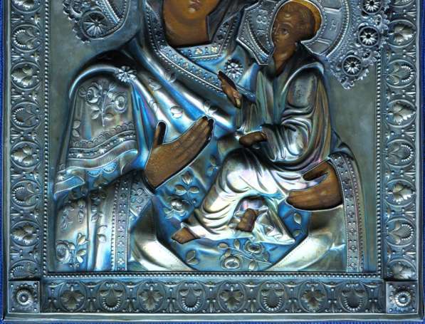 Старинная икона Матери Божией «Тихвинская» в окладе. XVIII в в Санкт-Петербурге фото 19