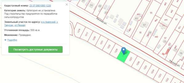 Продаю земельный участок г. Анапа пос. Тарусино ул. Речная