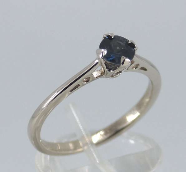 Золотое кольцо с глубоким-синим Сапфиром Ф 5 мм в Москве фото 4