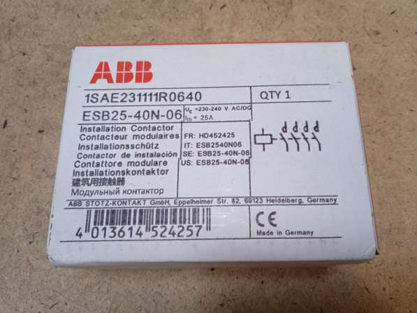 Двухмодульный контактор ESB25-40N-06, 25А, 230В, AC/DC, 4 но в Екатеринбурге