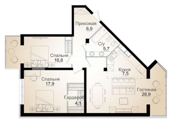 Продается 3 комнатная квартира 91,7 м2, ЖК Навои 3.0 в 