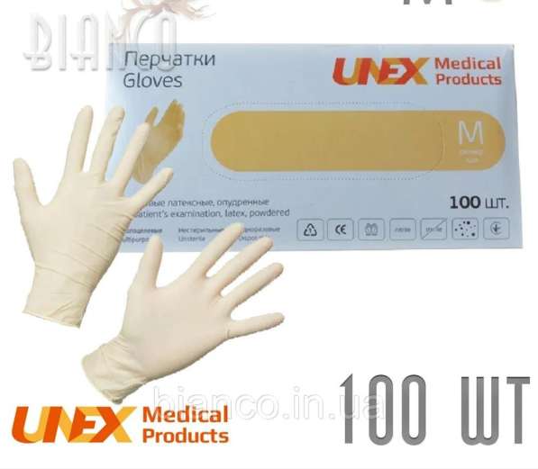 Перчатки Латексный, опудренные UNEX в 