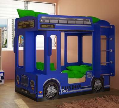 Автобус ЛОНДОН кровать для детей синий