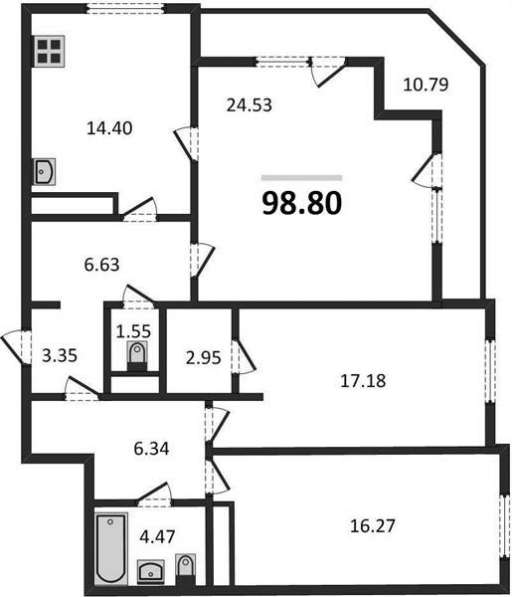 Продам трехкомнатную квартиру в Санкт-Петербург.Жилая площадь 98,80 кв.м.Этаж 23.