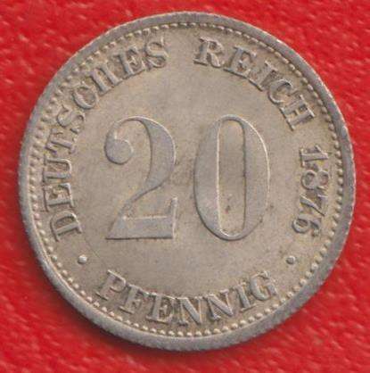 Германия 20 пфеннигов 1876 г. D Мюнхен серебро