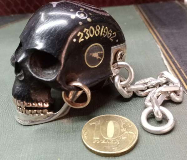 Таблеточница череп, золото, серебро, дерево ручная штучная в Ставрополе фото 4