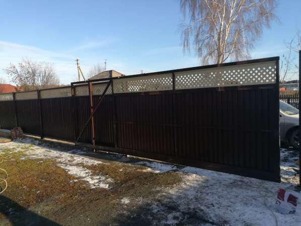 Забор из профнастила. Ворота из профнастила в Новосибирске фото 6