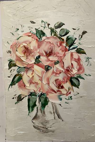 Картина маслом Цветы Мастихином