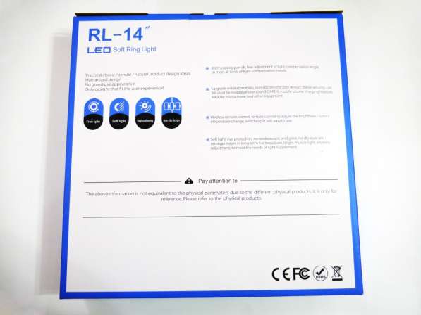 Кольцевая LED лампа RL-14 36см 220V 1 крепл. тел. + пульт в фото 12