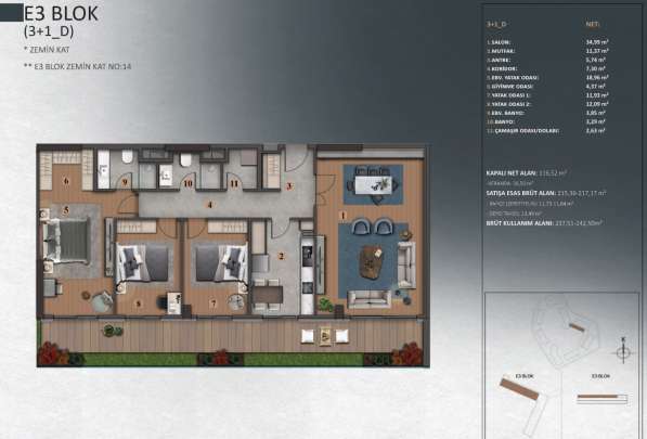 4-к. квартира 116м&sup2; Турция, Стамбул, Гёктюрк в фото 10