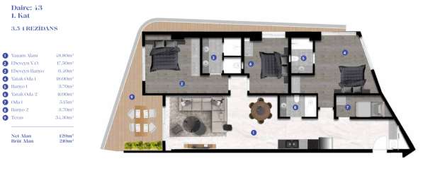 Квартира 210м² Турция, Бодрум, Гюндоган в фото 9