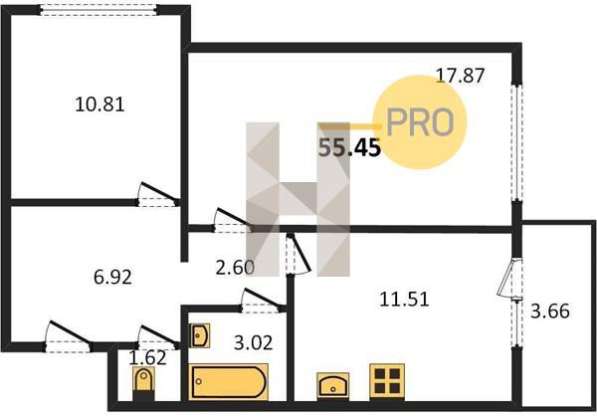 Продам двухкомнатную квартиру в Ростов-на-Дону.Жилая площадь 56 кв.м.Этаж 8. в Ростове-на-Дону фото 4