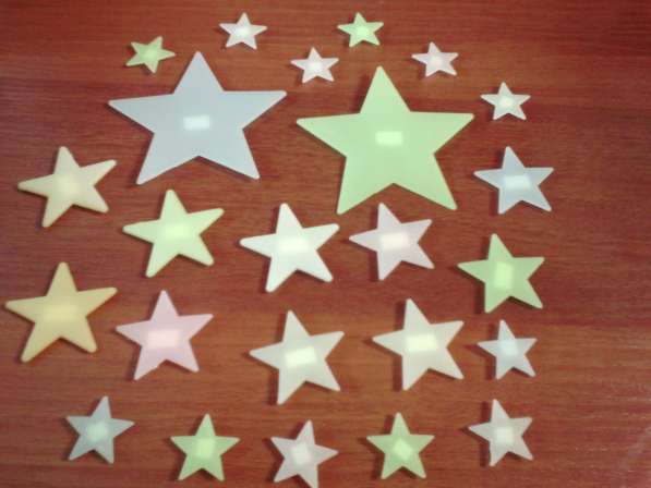 Светящиеся наклейки звезды на стену, потолок (24 шт.)