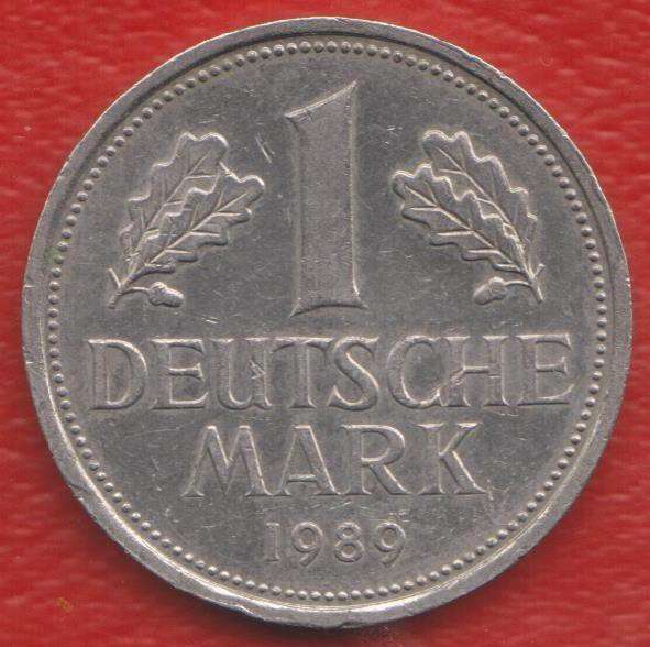 Германия ФРГ 1 марка 1989 г. G Карлсруэ