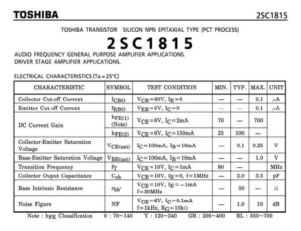 Toshiba 2SC1815GR (C1815) Транзистор TO-92 Оригинал Япония в Москве фото 4
