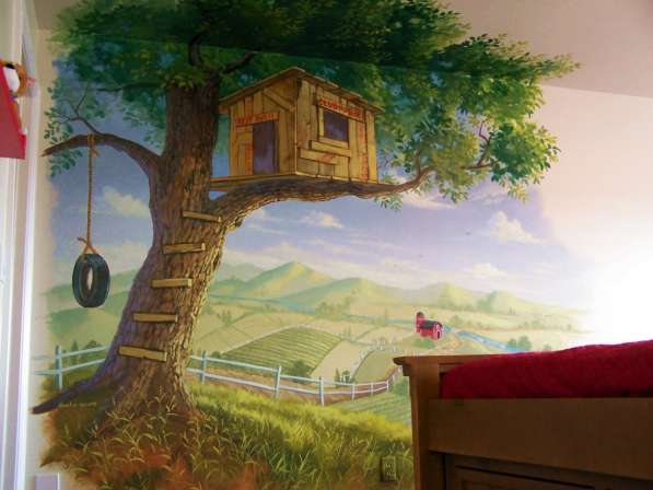 Роспись стен детской комнаты Picturi pereti camera de copii в фото 5