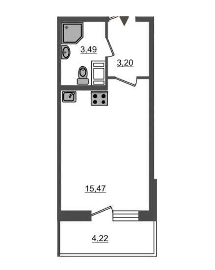 Квартира-студия 22 м²