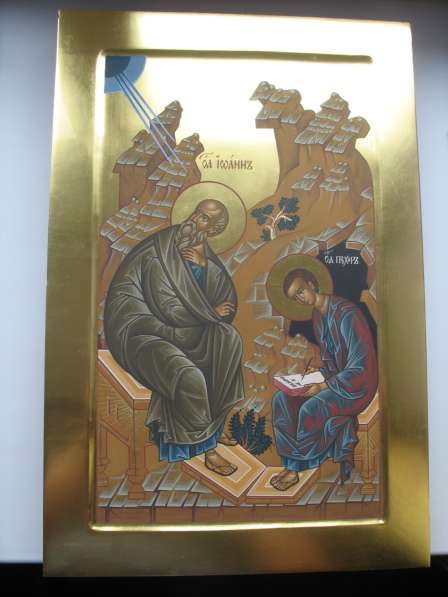 Икона храмовая. Евангелист Иоан и Прохор. На золоте в Москве фото 3
