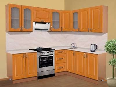 Кухня "Анна-1" 220х160 см вишн