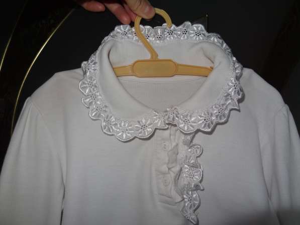 Школьная белая блуза из хлопка с шитьем на дев 7 8 9 10 лет