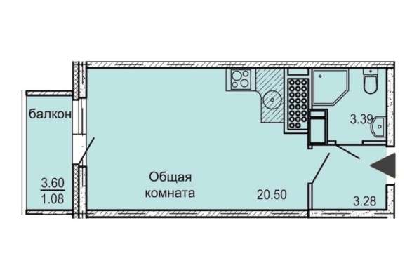 Квартира-студия 29 м² в Перми фото 3