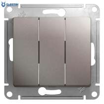 3-клавишный выключатель, сх.1+1+1,10AX, механизм, ПЛАТИНА, в г.Минск