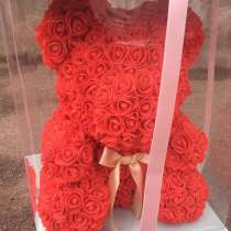 Красный мишка из роз с бантом 40 см, в Санкт-Петербурге