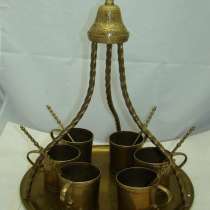 Набор чашек-подстаканников с ложками на подносе (P758), в Москве