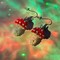 Серьги мухоморы из бисера, в Москве